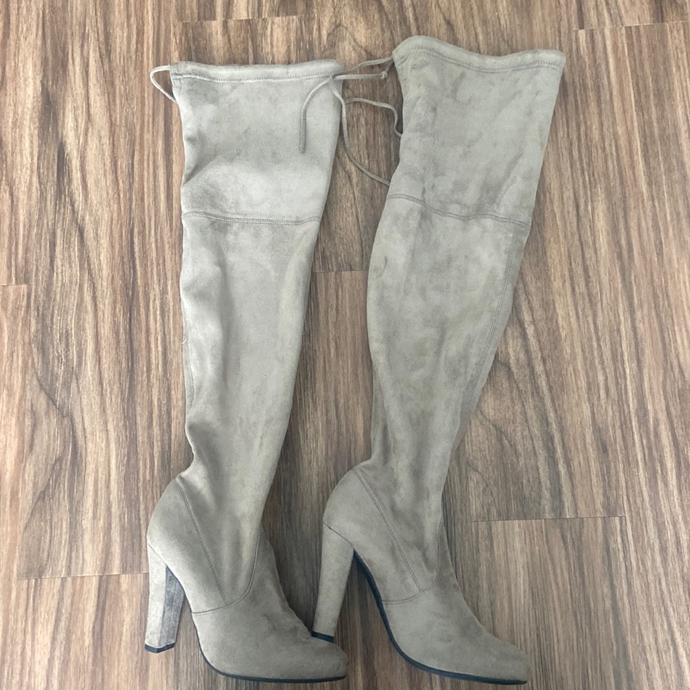 Steve Madden Gorgeous Taupe Suede Over the Knee Boots